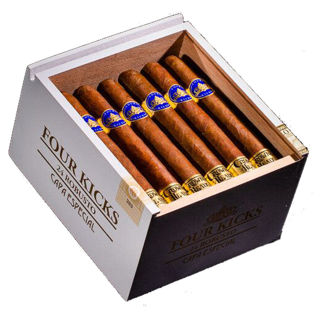 Crowned Heads Four Kicks Capa Especial Robusto open box of 24