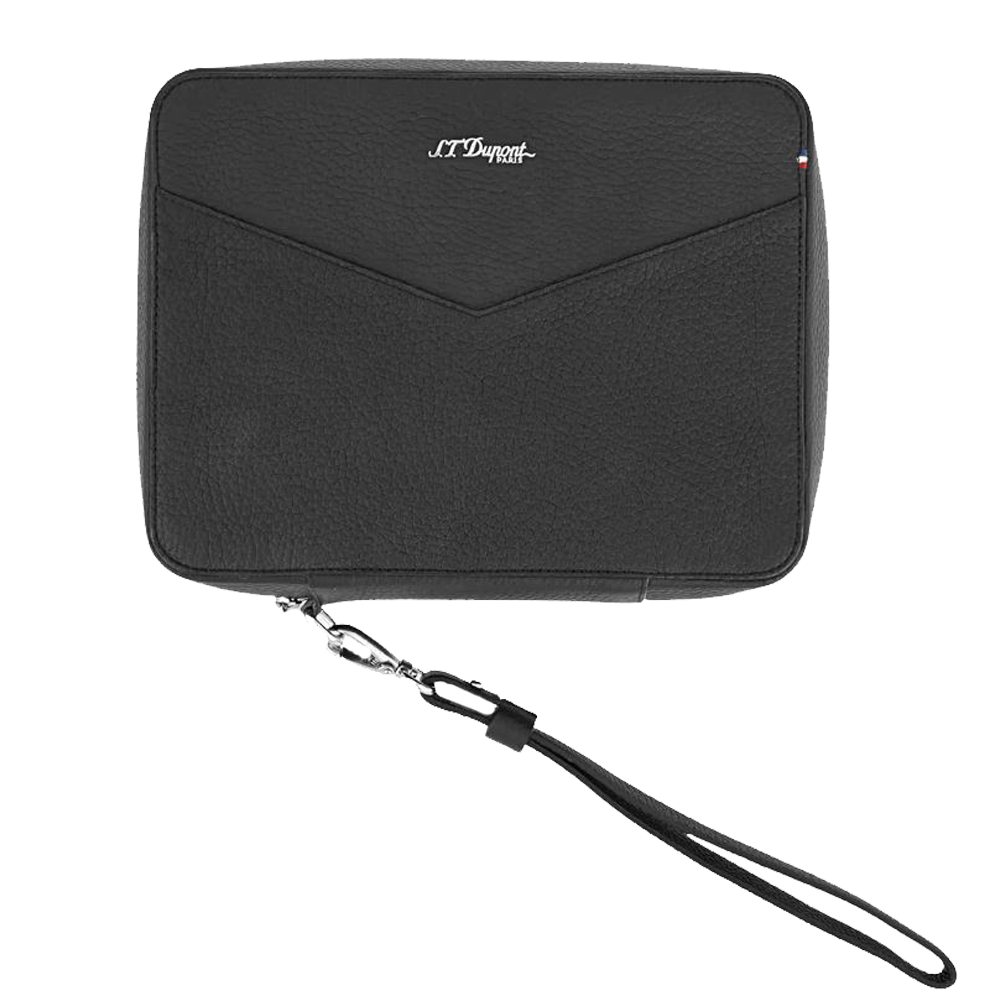 Hochwertige Zigarreclutch von S.T. Dupont in genarbtes Leder Schwarz