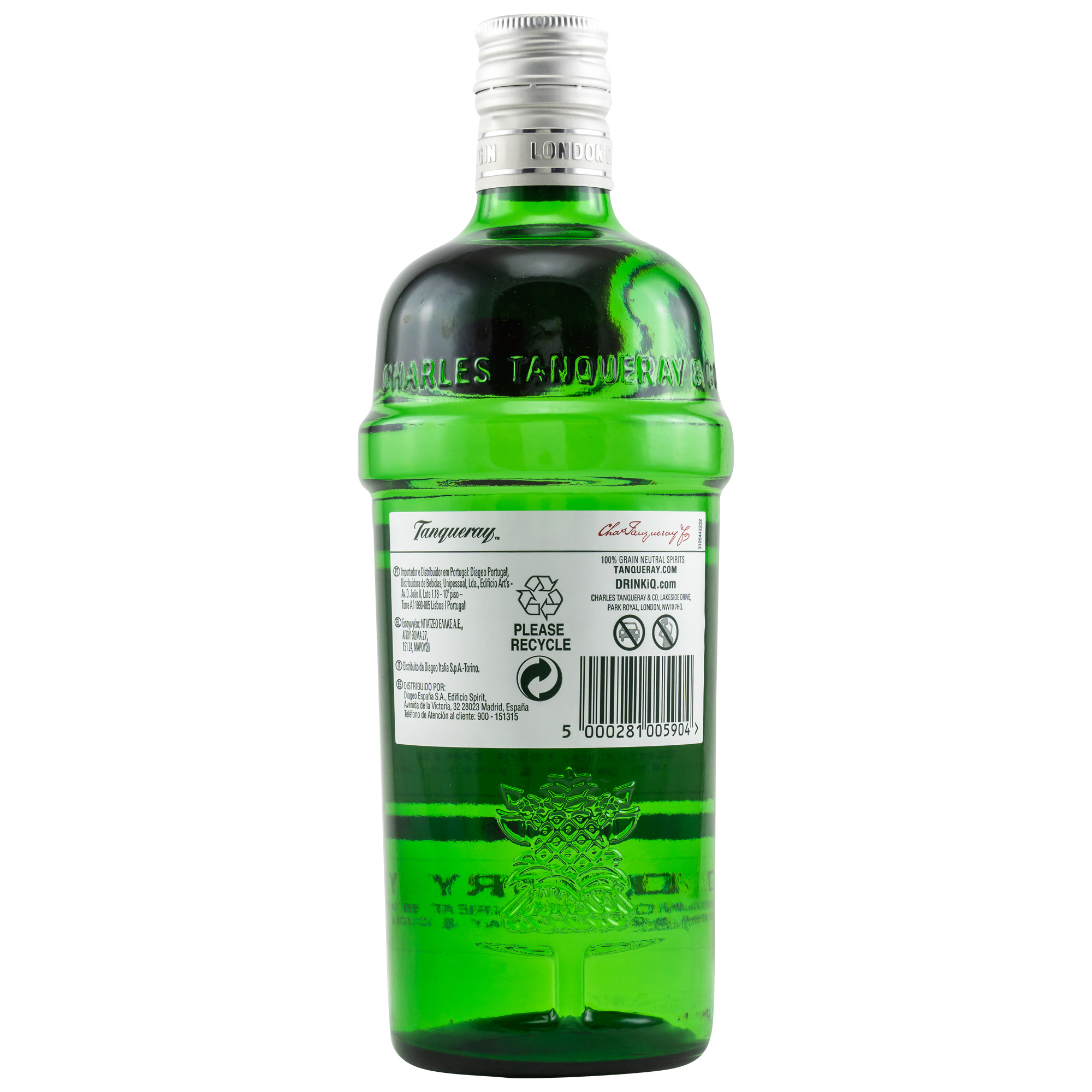 Tanqueray London Dry Gin Rückseite 