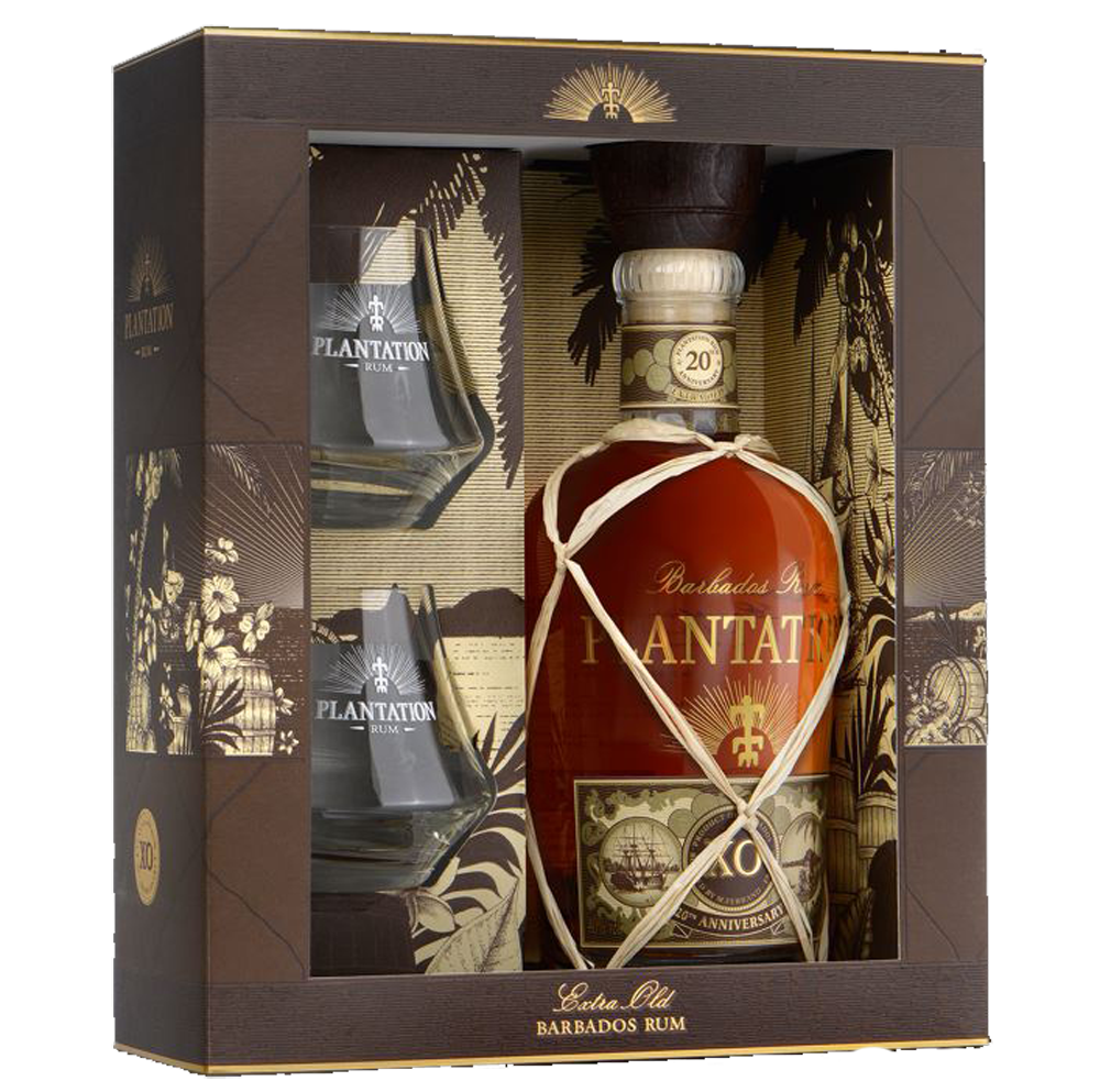 Plantation Rum XO 20trh Aniversary Rum Set with 2 Glasses