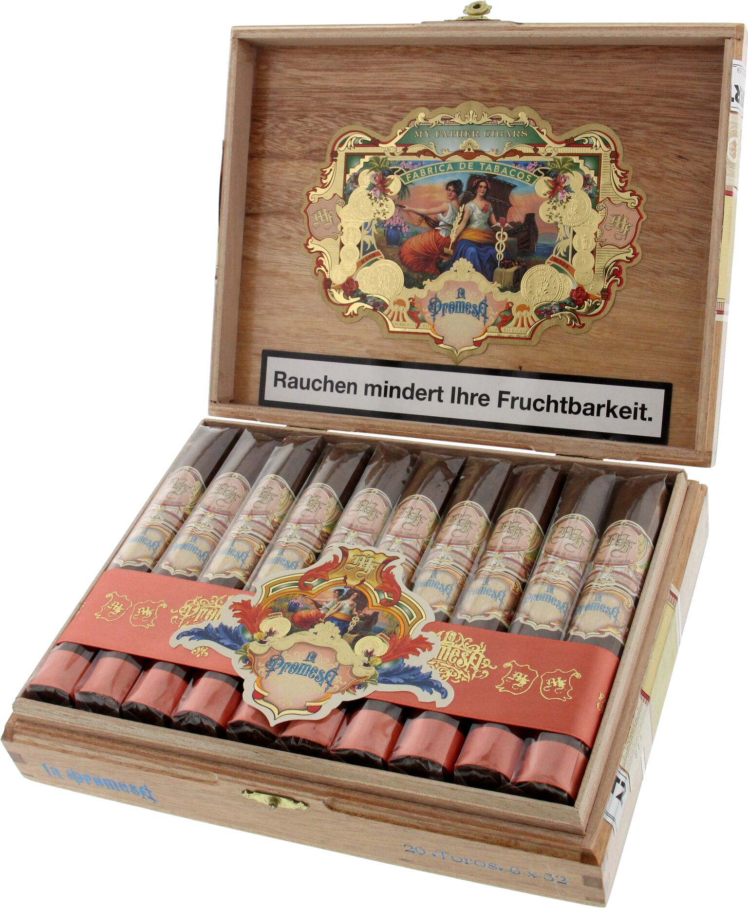 My Father Cigars La Promesa Toro open in a box of 20