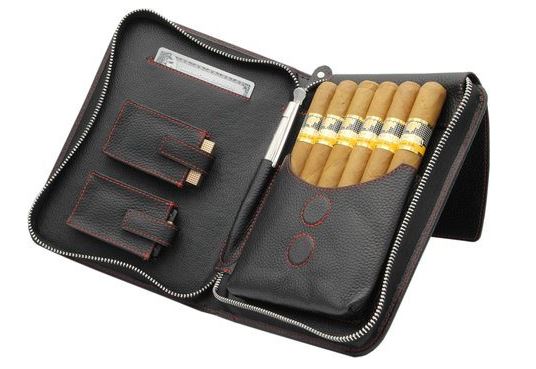 Adorini Cigar Bag Lederzigarrenetui Schwarz/Rot